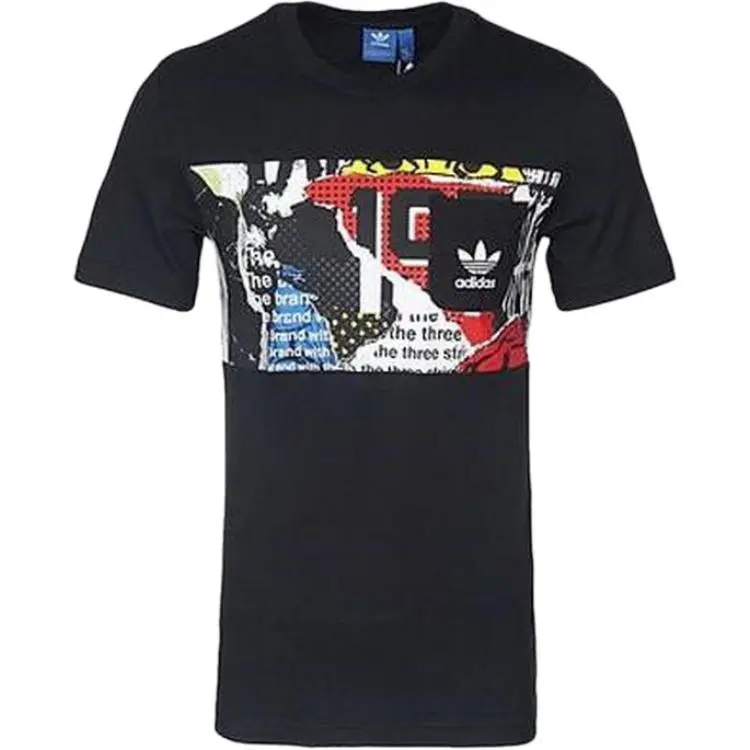 Adidas Originals T-Shirts Men's Black Crew Neck Moderate Straight Fit