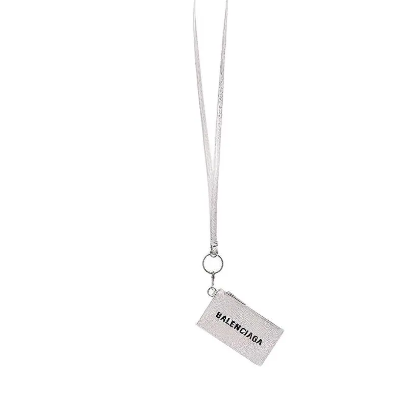 Balenciaga Polyester Lanyard Card Holder Women's Silver