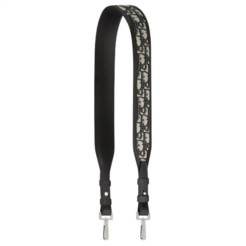 DIOR Cow Leather Bag Straps Unisex Beige & Black
