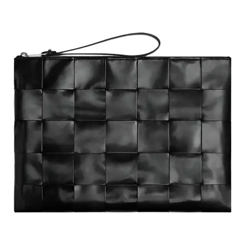 Bottega Veneta Cow Leather Handbag Clutch Large Men's Black