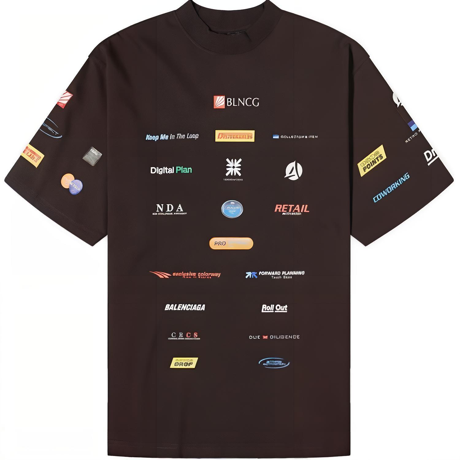 Футболка Balenciaga Badge Logo (коричневая)
