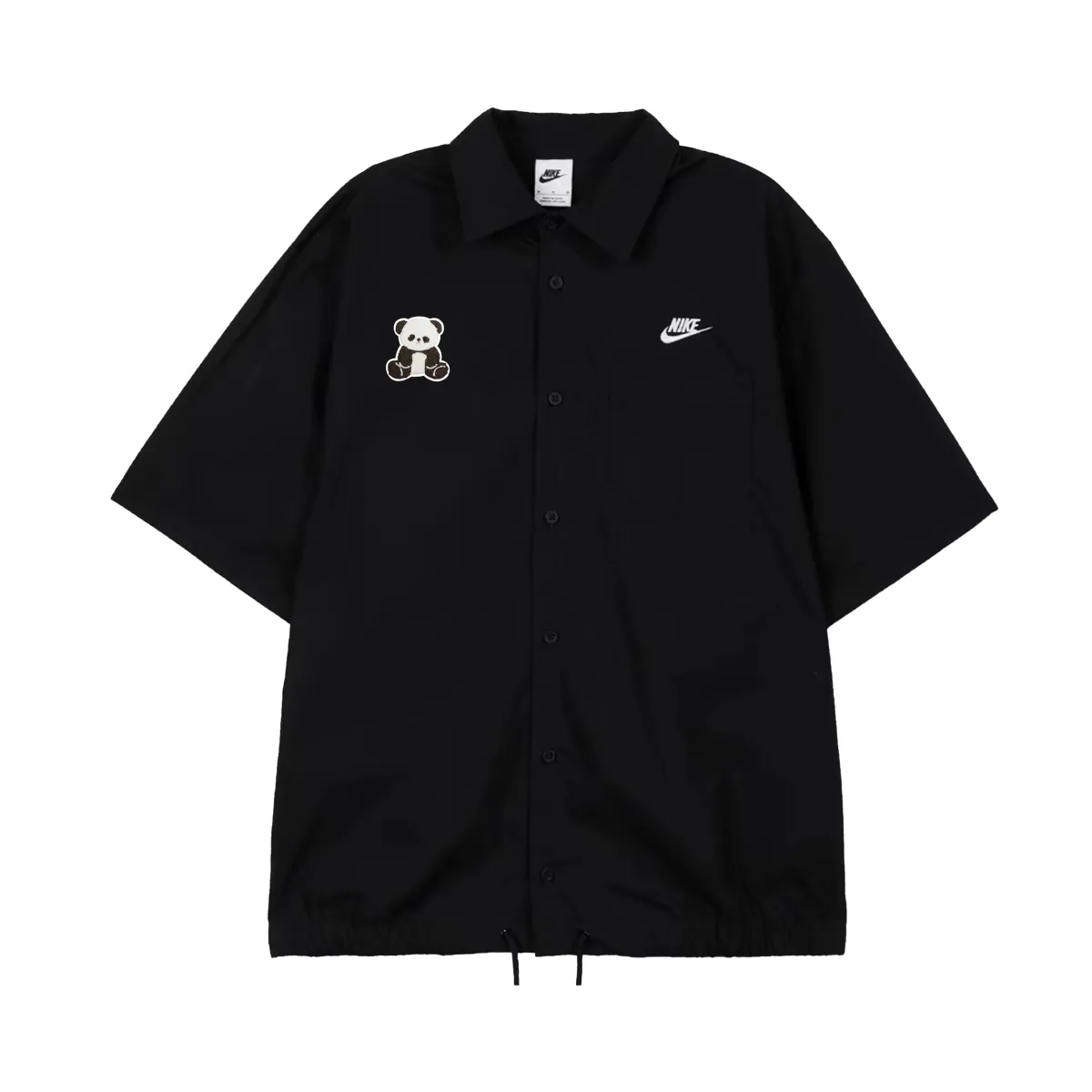 Nike Swoosh Shirts Men's Black Lapel Moderate Straight Fit