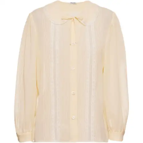 MIU MIU Shirts Women's Yellow Peter Pan Collar Moderate