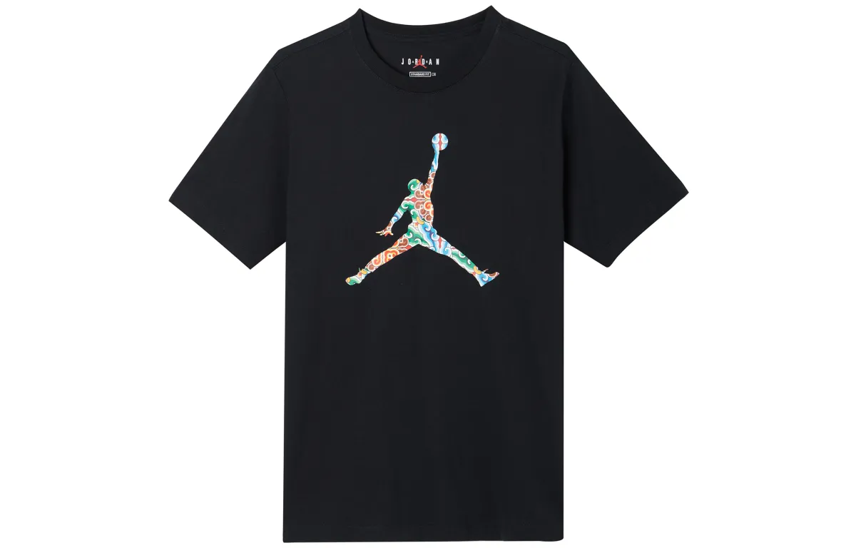 Jordan T-Shirts Men's Black Crew Neck Moderate Straight Fit