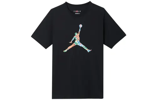 Jordan T Shirts Men's Black Crew Neck Moderate Straight Fit