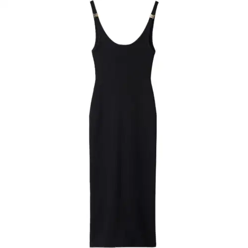 Miu Miu logo-plaque ribbed midi dress