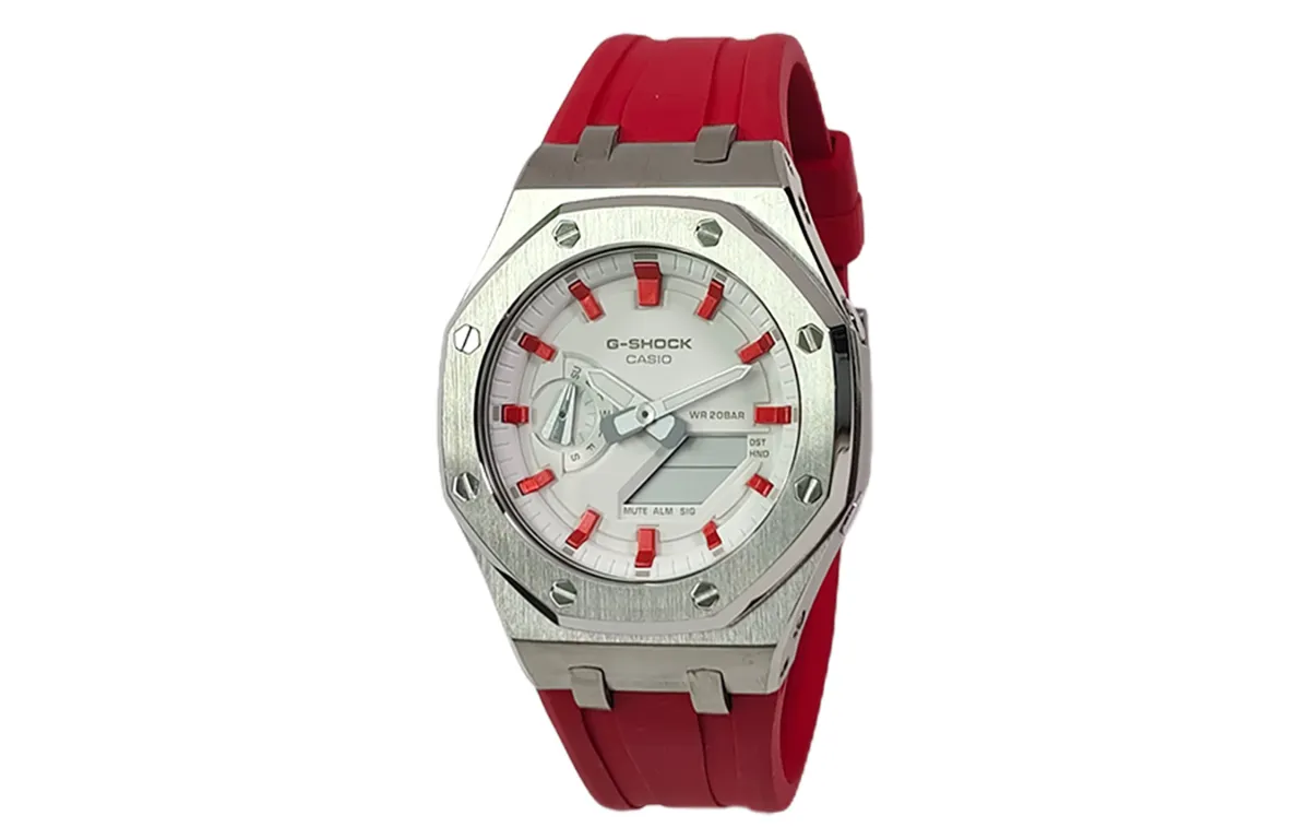 CASIO Custom Collection Quartz Movement Fluoroelastomer Strap Watch Men's Watches White Dial