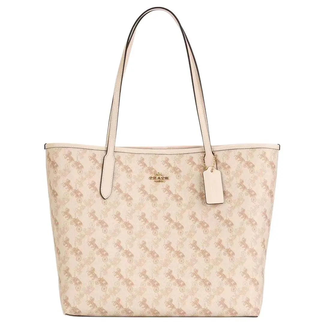 COACH City Artificial Leather Tote Bag, Shopping Bag, Handbag, Shoulder Bag Large Women's Beige