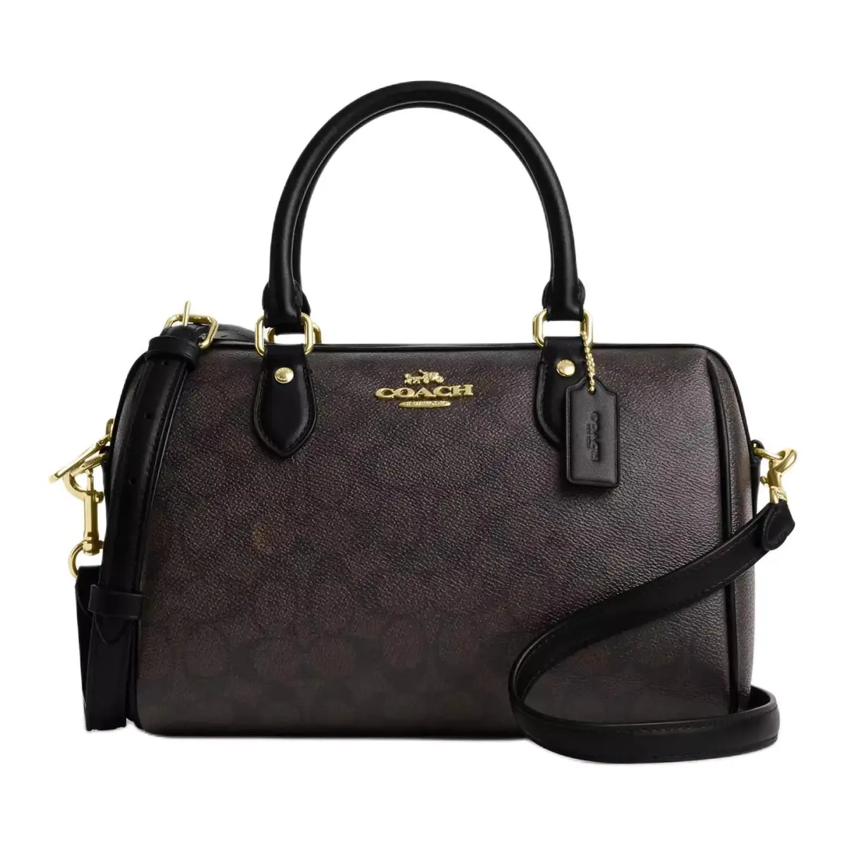COACH Rowan Artificial Leather Shoulder Bag, Crossbody Bag, Handbag Medium Women's Hu Tao Brown & Black