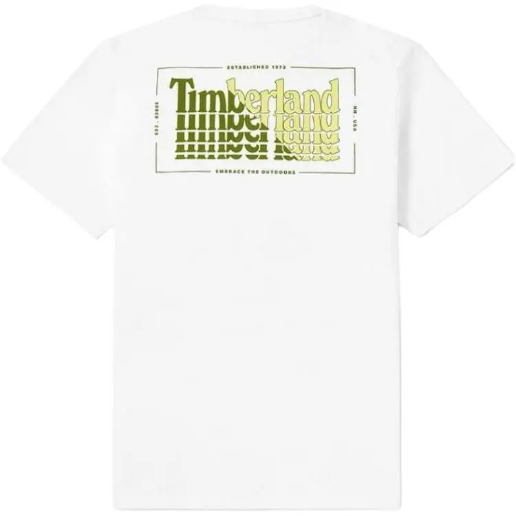 Timberland T-Shirts Men's White Crew Neck Moderate Straight Fit
