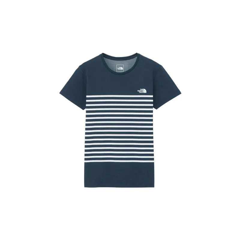 THE NORTH FACE T Shirts Women's Blue With White Lettering Crew Neck Moderate Straight Fit