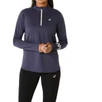 ASICS T Shirts Women's Blue Gray Stand Collar Moderate Straight Fit