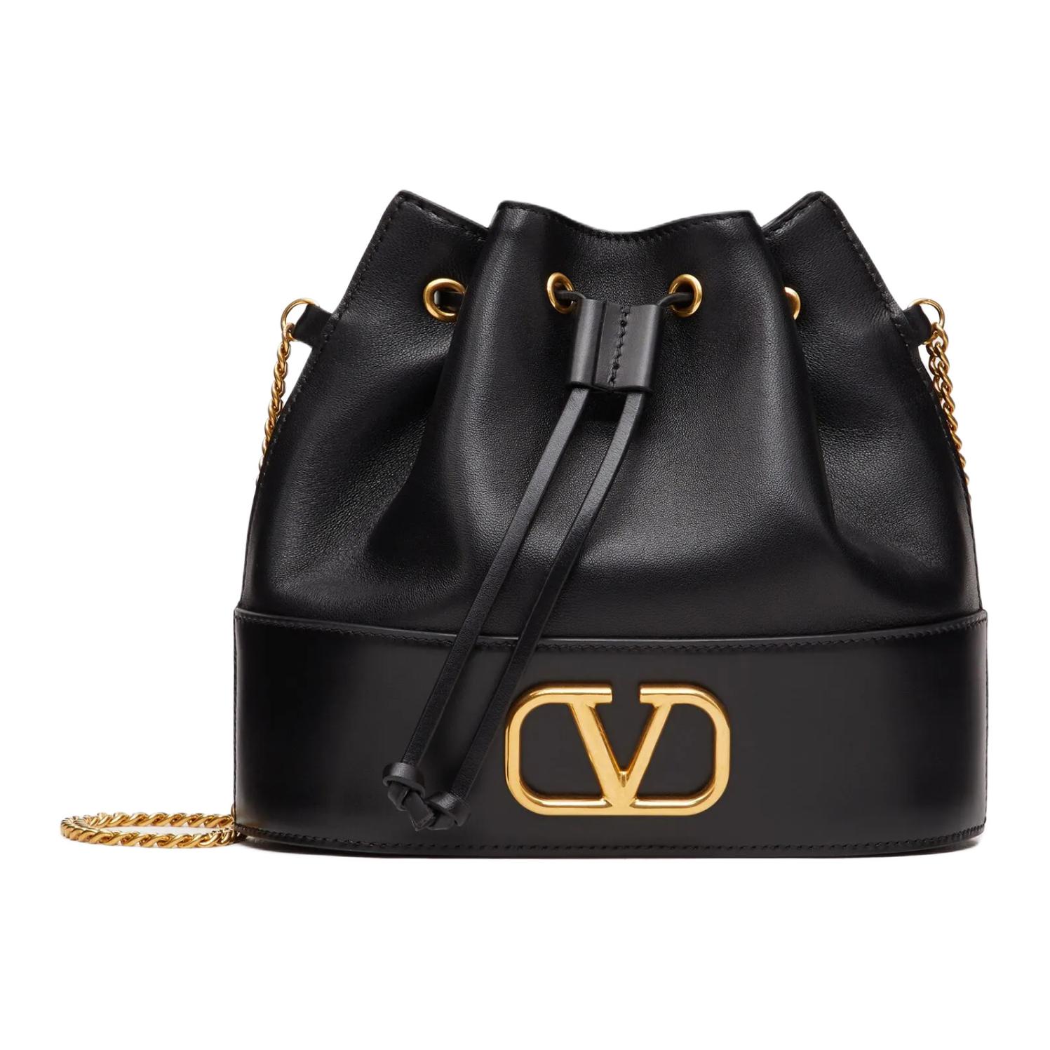 Женская сумка-ведро Valentino Vlogo Signature (черная)