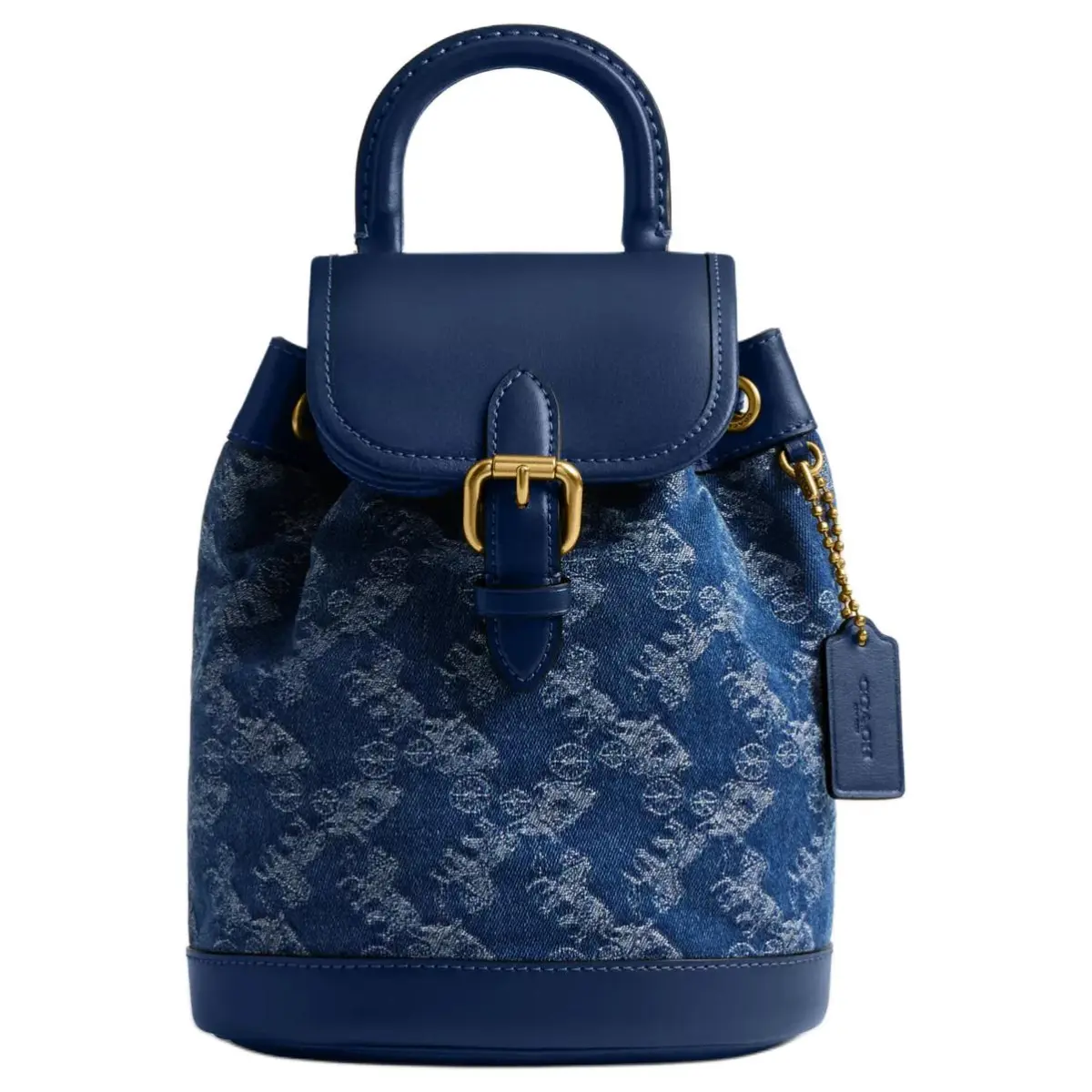 COACH Coated Canvas With Leather Backpack Small Women's Blue