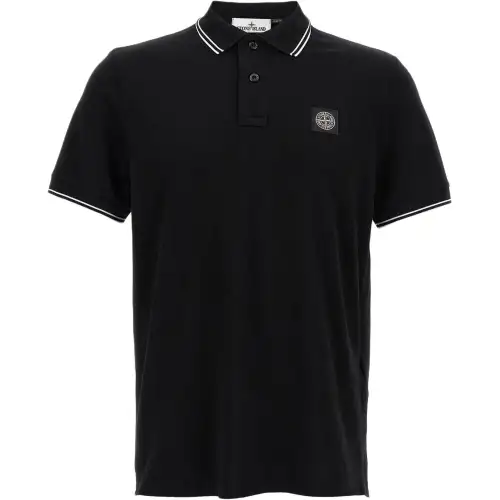 STONE ISLAND Logo Patch Buttoned Polo Shirt