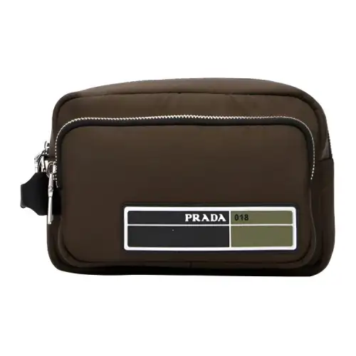 PRADA Brand Logo Nylon Clutch Men's Army Green