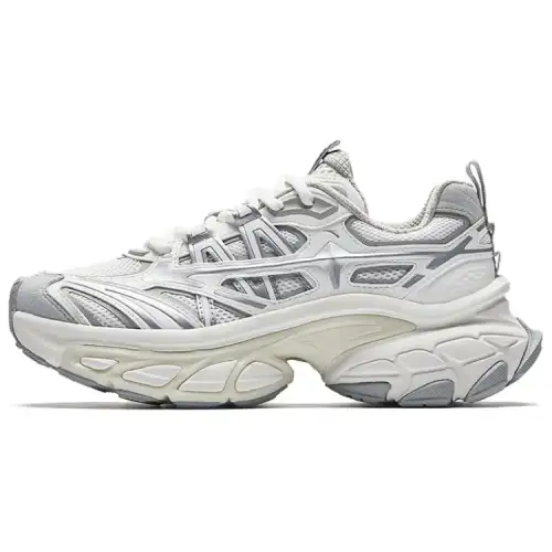 Anta Abrasion Resistant, Breathable, Lightweight Low top Chunky Sneakers Women's Paper White Silver Gray