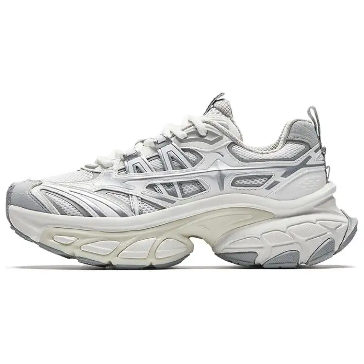Anta Abrasion Resistant, Breathable, Lightweight Low top Chunky Sneakers Women's Paper White Silver Gray