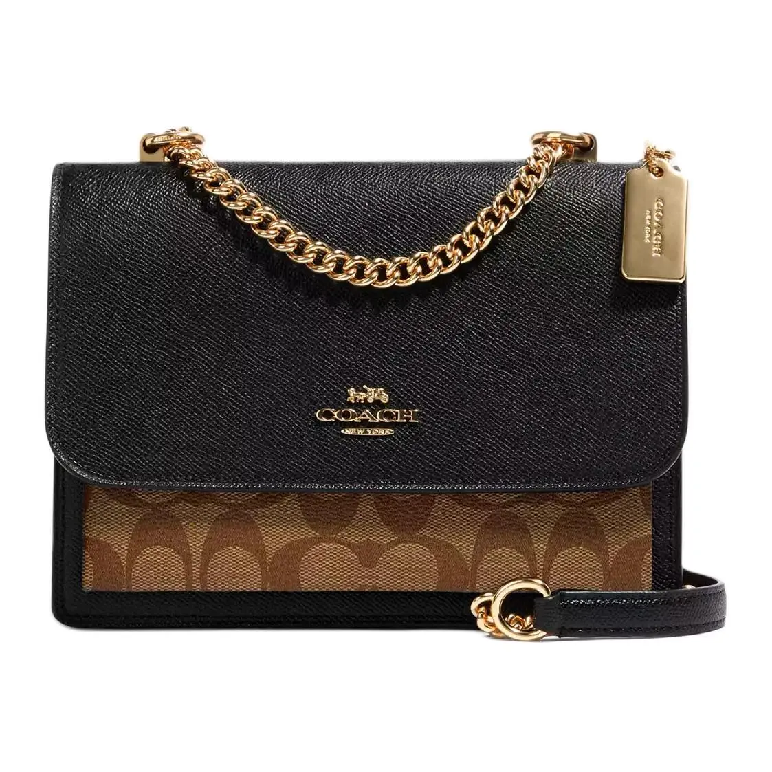 COACH Klare Coated Canvas With Leather Crossbody Bags Small Women's Black & Brown