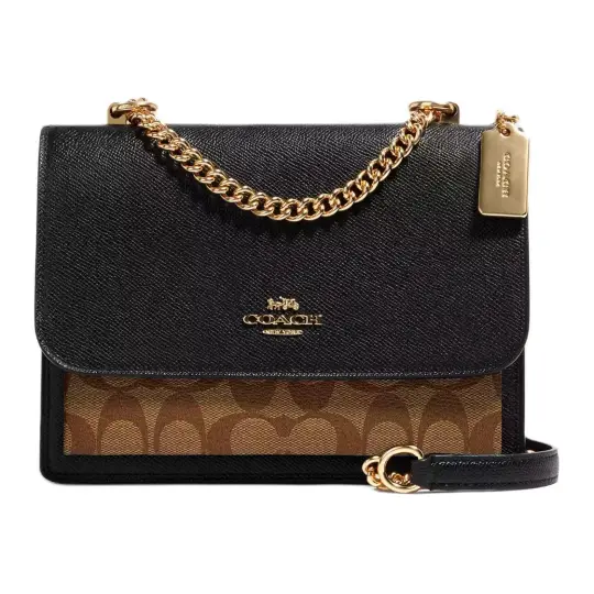 COACH Klare Coated Canvas With Leather Crossbody Bags Small Women's Black/Brown