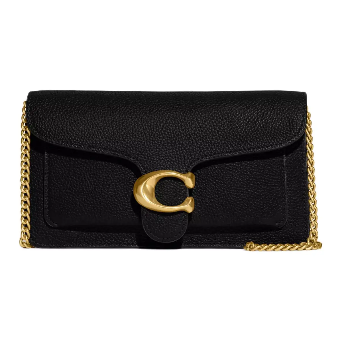 COACH Chain Cow Leather One Shoulder Crossbody Clutch Small Women's Black