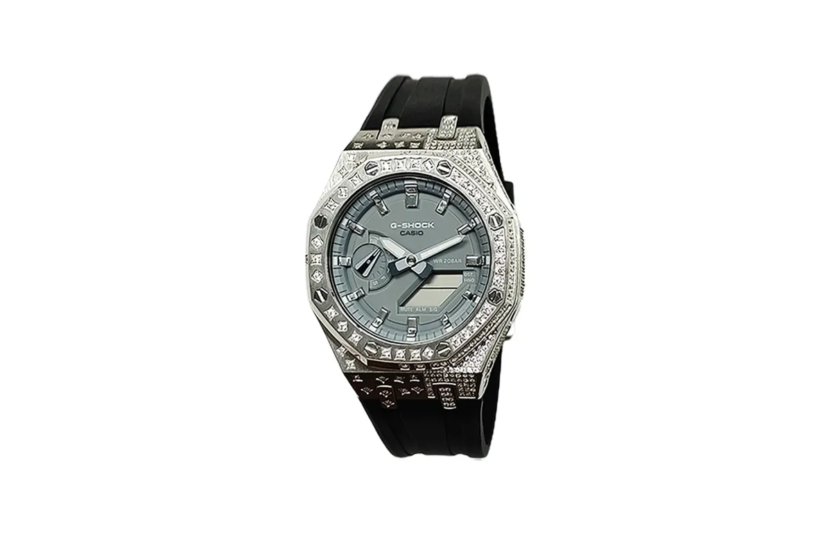 CASIO Custom Collection Quartz Movement Fluoroelastomer Strap Watch Men's Watches Gray Dial