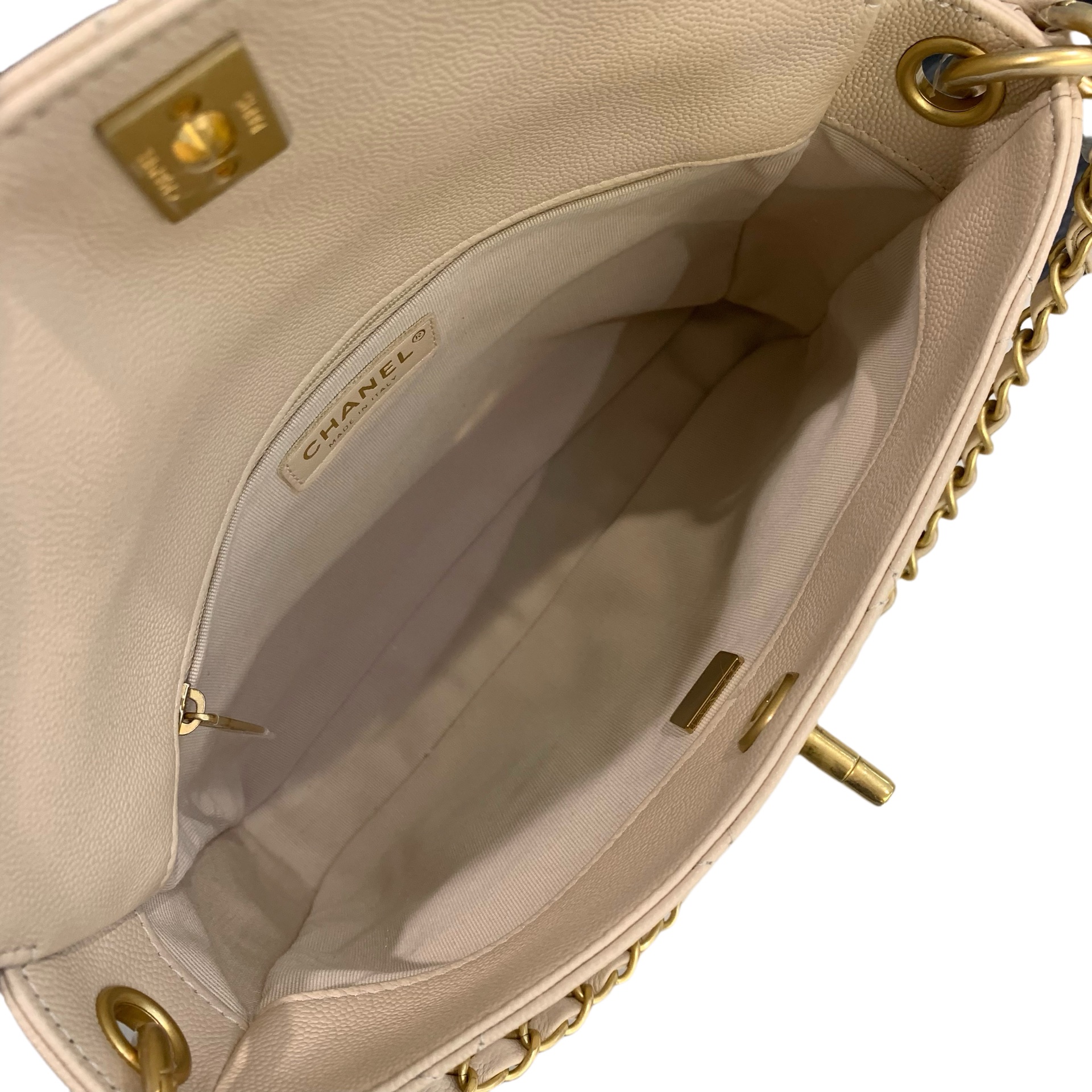 Женская сумка Chanel 25P SuppleTwins (бежевая) — фото 4
