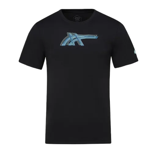 ASICS T Shirts Unisex Black Crew Neck Moderate