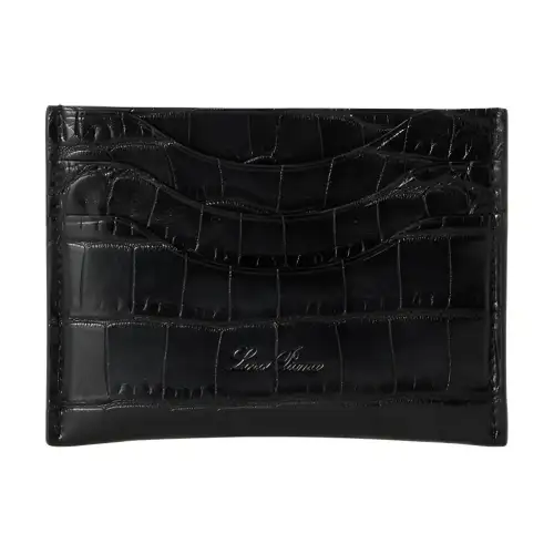 Loro Piana Crocodile Leather Card Holder Women's Black
