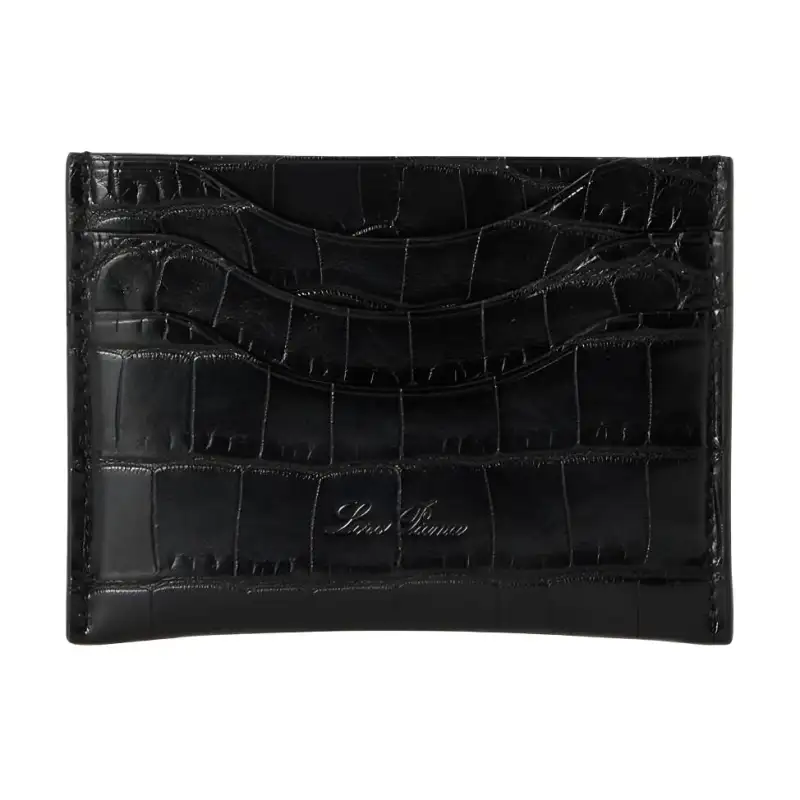 Loro Piana Crocodile Leather Card Holder Women's Black
