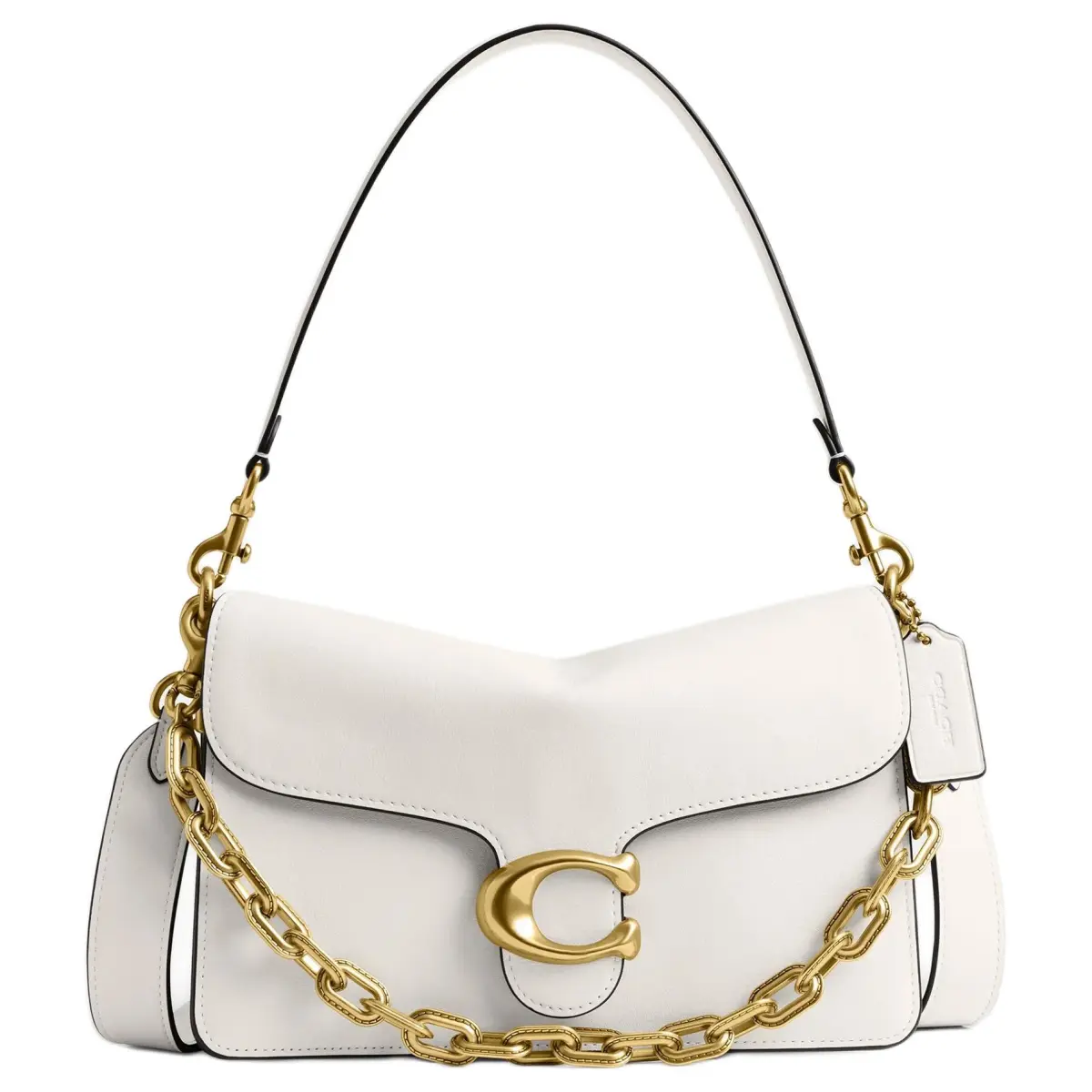 COACH ChainTabby Cow Leather Shoulder Bag Medium Women's Chalk White