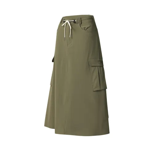 FILA Casual Long Skirts Women's Dark Green KK Moderate Mid Length Knitted Skirt