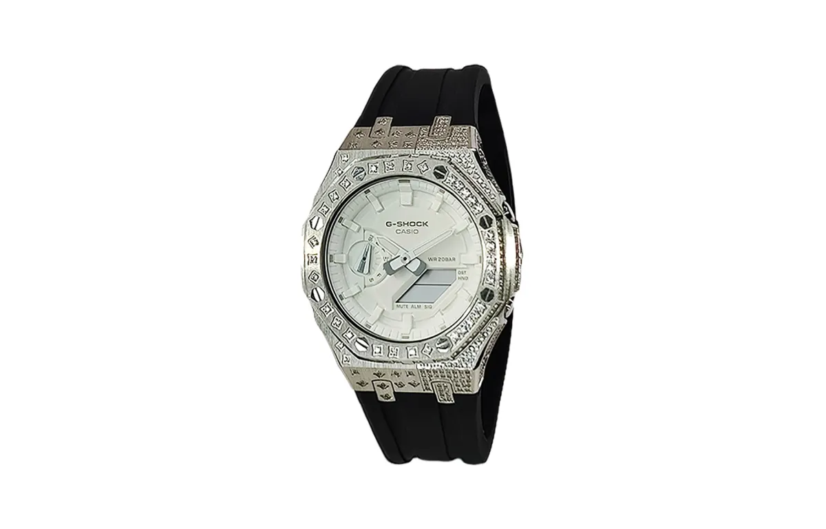 CASIO Custom Collection Quartz Movement Fluoroelastomer Strap Watch Men's Watches White Dial