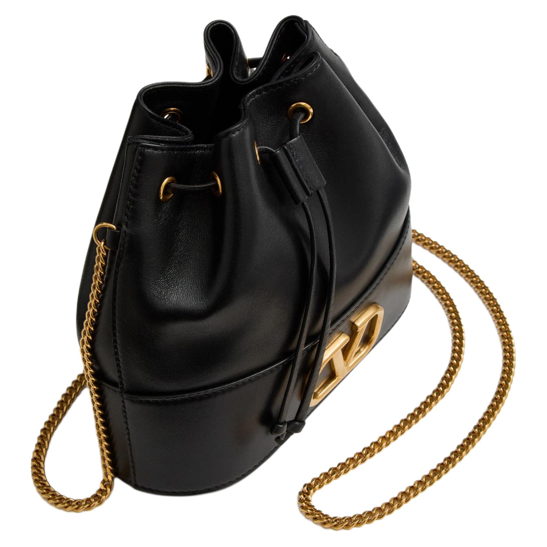 Женская сумка-ведро Valentino Vlogo Signature (черная) — фото 5