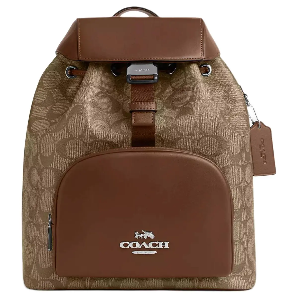COACH Pacer Artificial Leather With Cow Leather Backpack Large Women's Khaki
