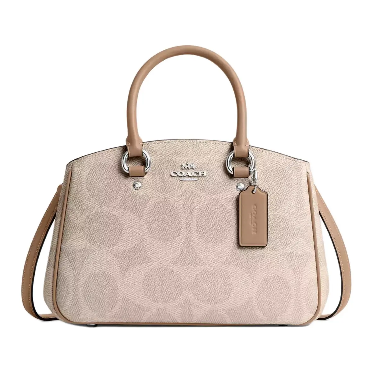 COACH Savannah Coated Canvas Handbags Large Women's Sand Yellow & Gray Umber