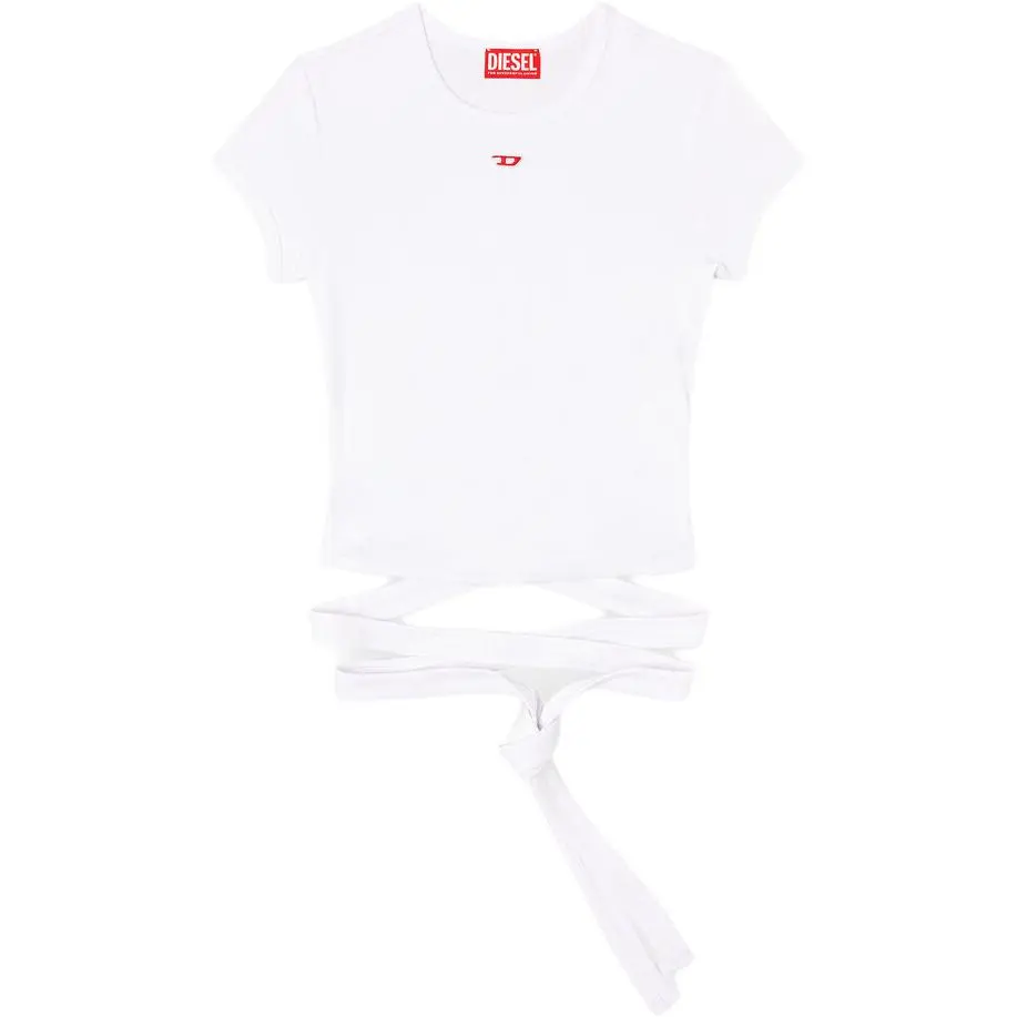 DIESEL D Logo Embroidered Wrap Tied T Shirt