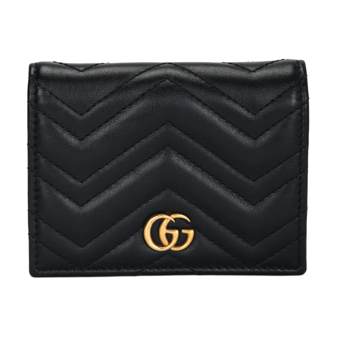 GUCCI GG Marmont Quilted Leather Wallet, Coin Pocket, Card Holder Women's Black