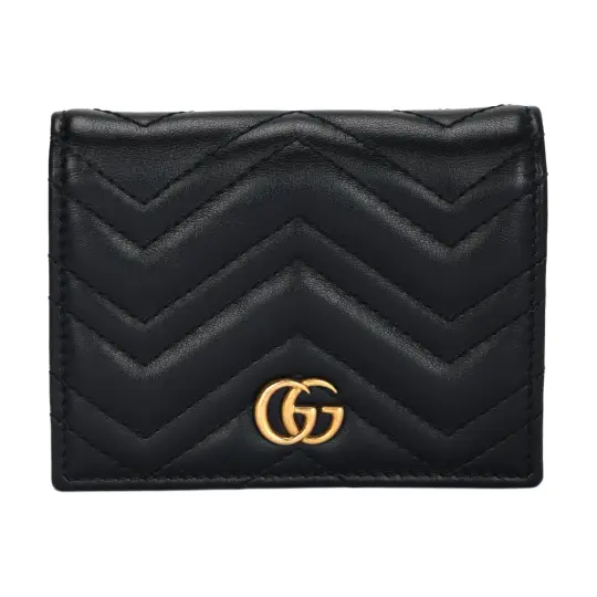 GUCCI GG Marmont Quilted Leather Wallet, Coin Pocket, Card Holder Women's Black