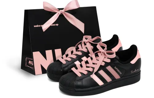 Adidas Originals SUPERSTAR Abrasion Resistant Low top Skateboard Shoes Unisex Black Pink