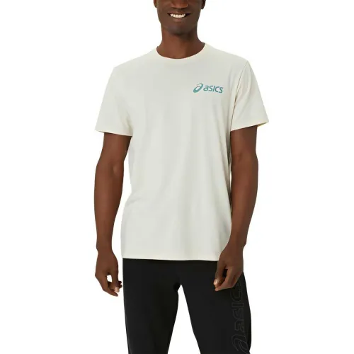 ASICS T Shirts Men's Ecru Crew Neck