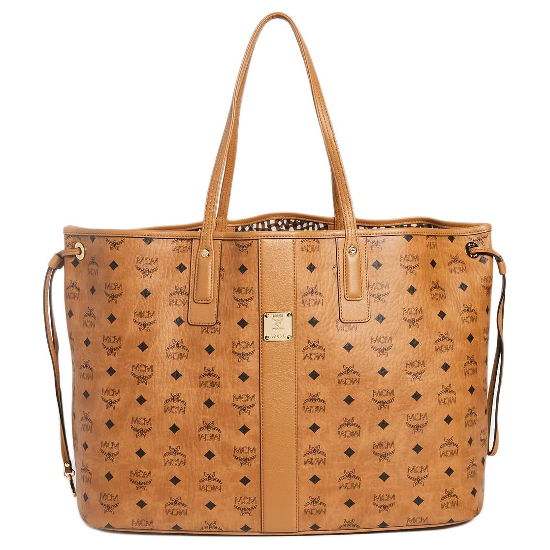 MCM Liz Coated Canvas Combo Bag, Tote Bag, Shopping Bag, Handbag, Shoulder Bag Women's Brown & Cognac