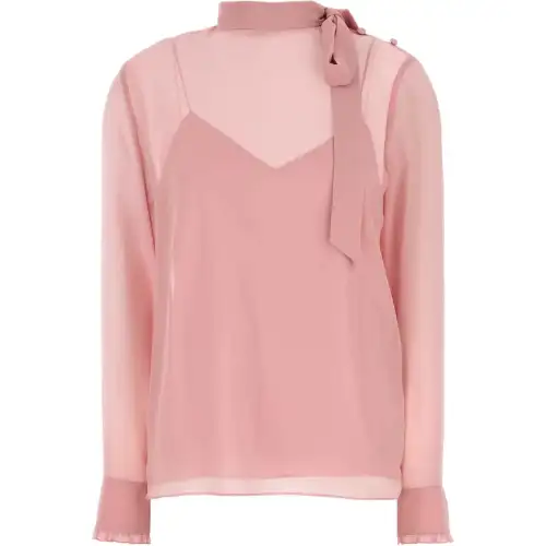 GUCCI Gg Georgette Tie Detailed Top