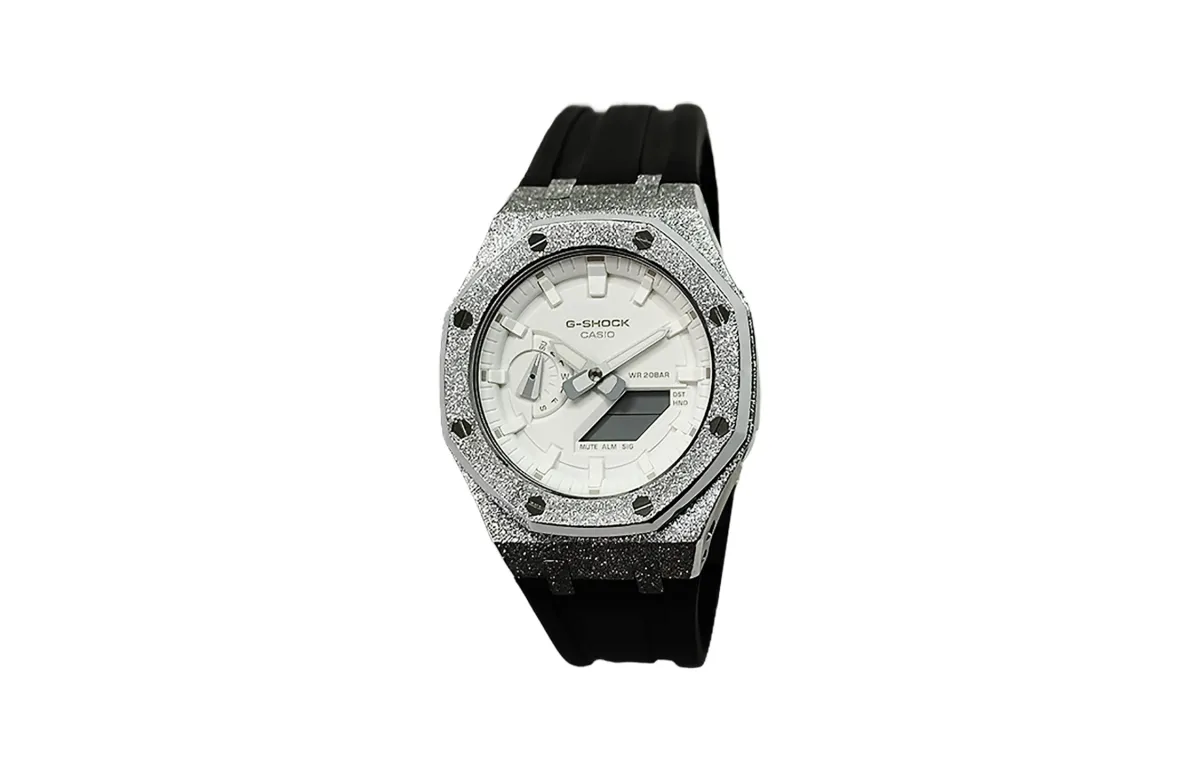 CASIO Custom Collection Quartz Movement Fluoroelastomer Strap Watch Men's Watches White Dial