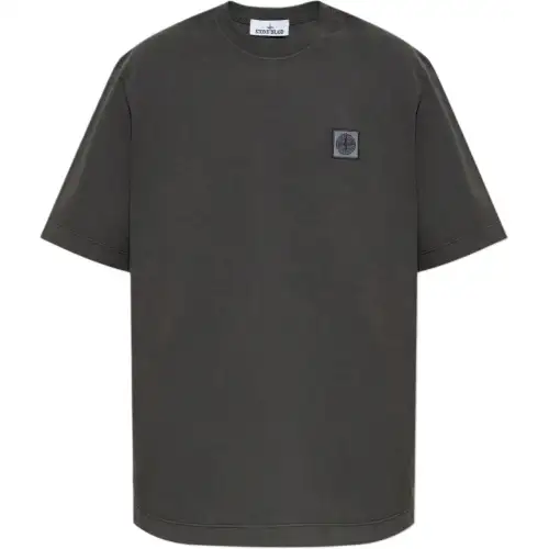 STONE ISLAND Logo Patch Crewneck T Shirt