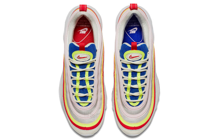 Женские кроссовки Nike Air Max 97 Corduroy White (W) OG (красно-розово-сине-желто-белые) — Красный / розовый / синий / жёлтый / белый — фото 3