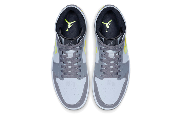 Мужские кроссовки Jordan Air Jordan 1 Mid Neon Yellow Grey (серыйжелтый) — Серыйжёлтый — фото 3