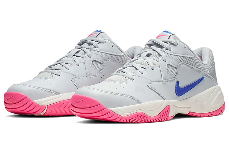 Женские кроссовки Nike Court Lite 2 (серо-розовые) — 白金色/金属银灰/爆炸粉/赛车蓝 — фото 3