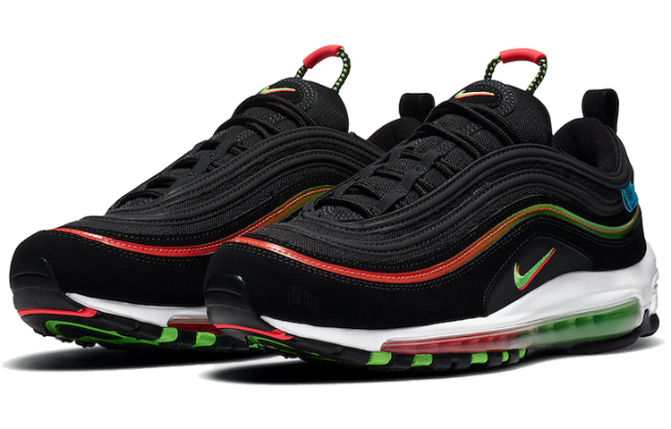 Мужские кроссовки Nike Air Max 97 (черно-красно-зеленые) — Чёрныйкрасныйзелёный — фото 3