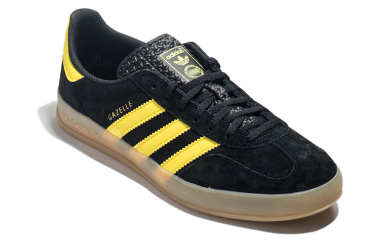 Мужские кеды adidas originals GAZELLE Indoor (черно-желтые) — фото 3